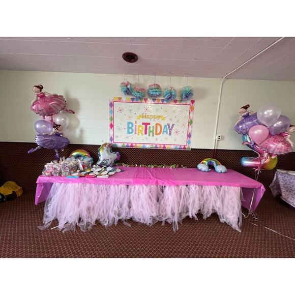 Ballet Ballerina TUTU Party Decor Table Skirt, Vase Tutu Decor & Cupcake Picks - Picture 1 of 5